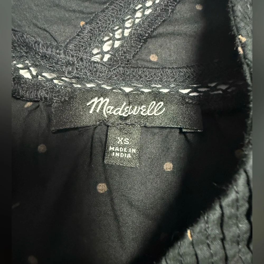 Madewell Voile ruffle pin tuck Black top XS - Picture 11 of 16